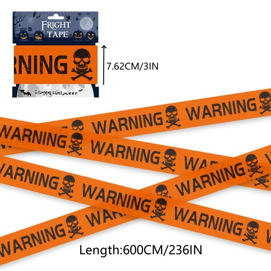 1/2pcs Halloween Warning Caution Tape Skull Crossbones Haunted House Barrier Tape Party Decoration Horror Scene Prop Pendant