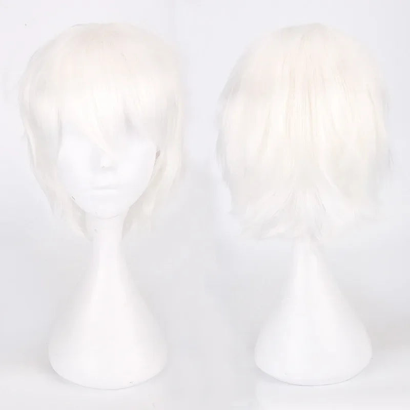 Men Women Synthetic Anime Cosplay Wigs Short Straight Hair Heat Resistance Multicolour Red White Pink Gray Brown