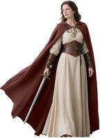 LisdinoL'VOW Medieval Hooded Cloak Linen Renaissance Cape With Hood - Halloween Hobbit Cosplay Witch Wizard LARP
