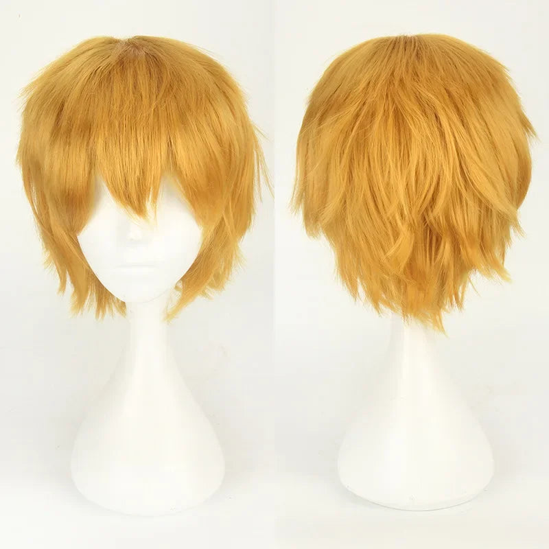 Men Women Synthetic Anime Cosplay Wigs Short Straight Hair Heat Resistance Multicolour Red White Pink Gray Brown