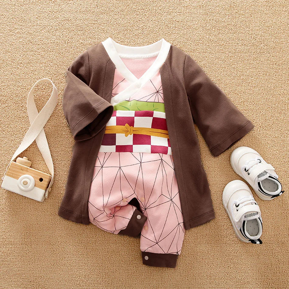 Baby Girl Boy Costume Anime Clothes Newborn Romper Infant Luffy Akatsuki Vegeta Cosplay Jumpsuit Toddler Halloween Costume 0-18M