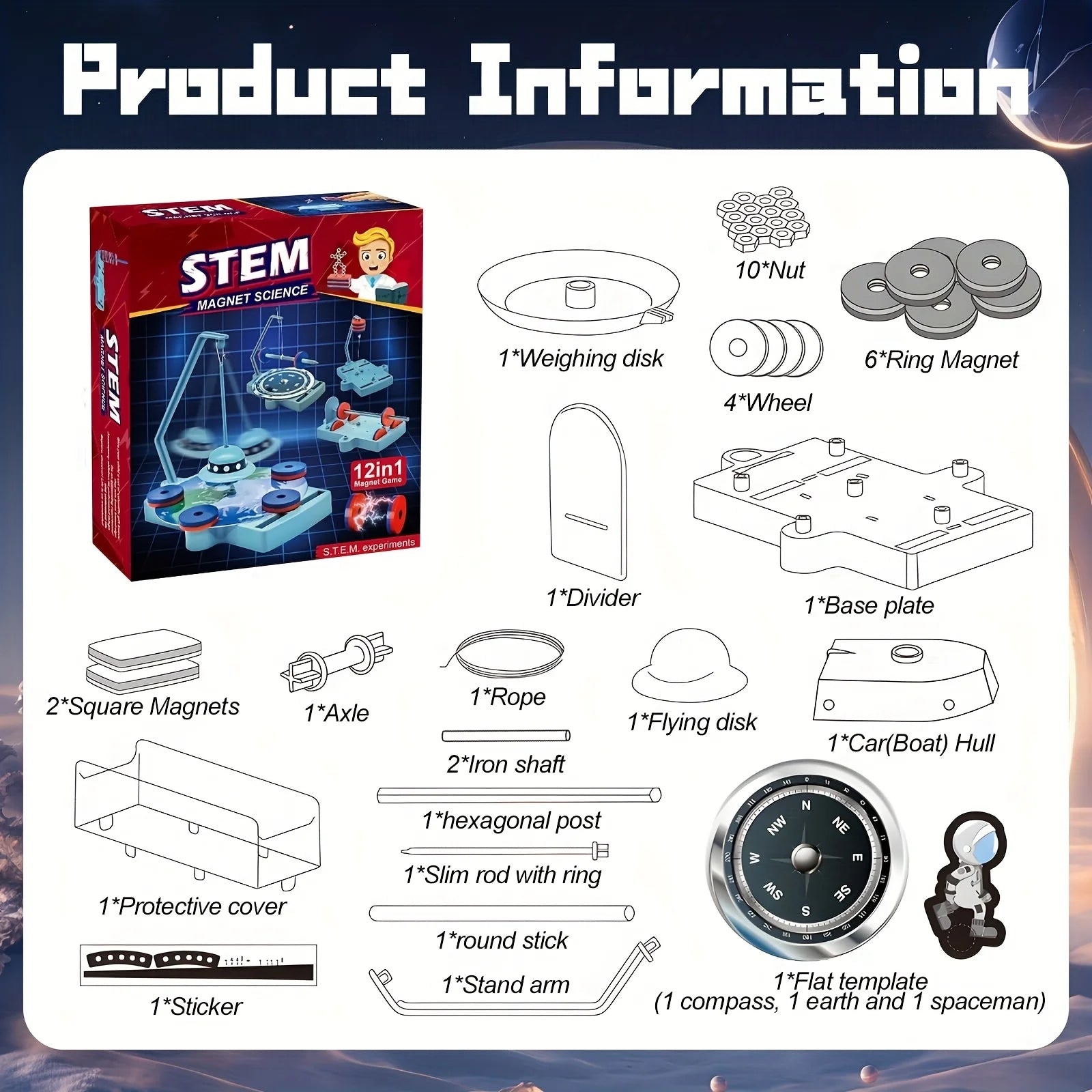 STEM Physics Kit 12-in-1 Magnetic Levitation Science Experiment Set