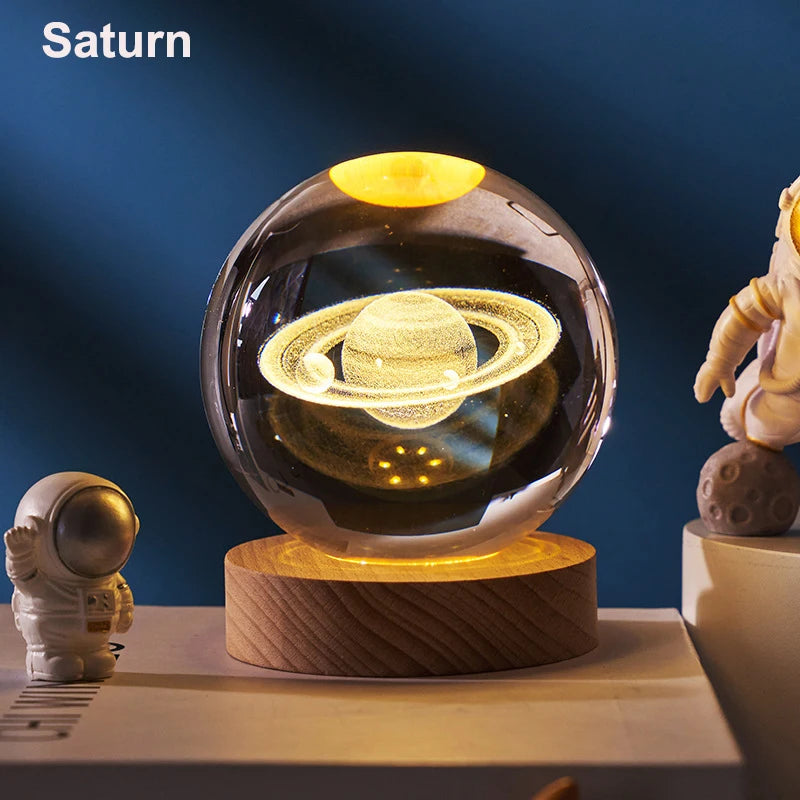 GGbingo 6cm Crystal Ball Decoration Astronomy Solar System Planets Moon Astronaut LED Balls Home Snow Glass Globe Decorations