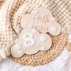 2Pcs Baby Wooden Balloon Milestone Cards Photography Accessories Baby Photography Shooting Props For Newborn Birthing Gifts