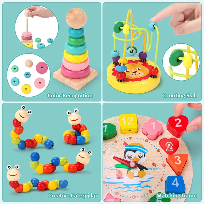 Montessori Wooden Toys Set for Babies Educational Learning Puzzle Toy