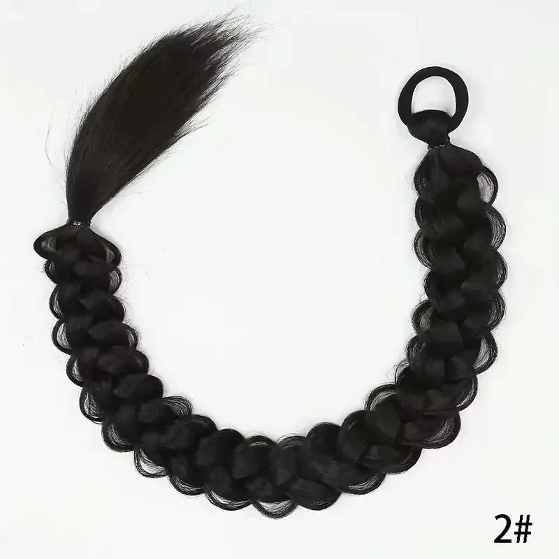 24 Inch Synthetic Long Braided Ponytail Hair Extensions for Women With Elastic Band  Hair Accessories