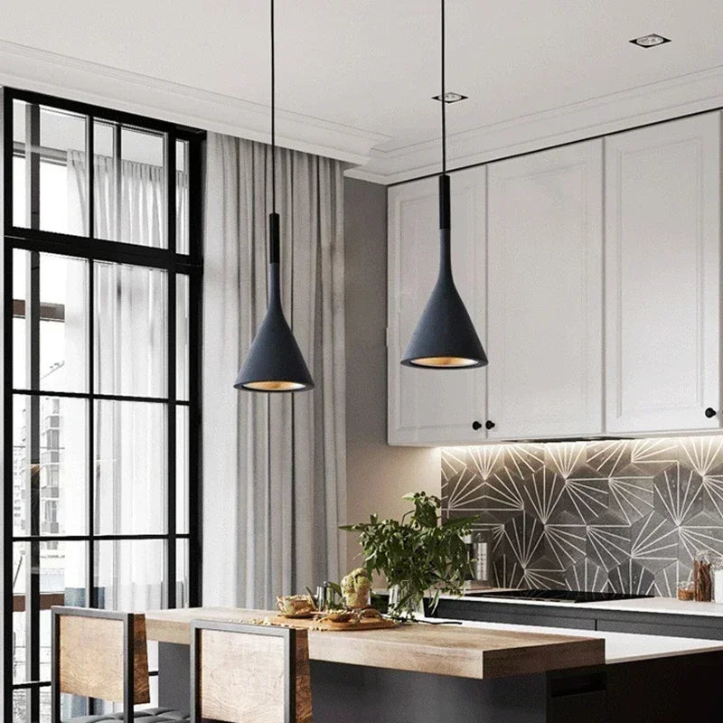Modern LED Pendant Light in Black and White E27 Bedroom Table Dining Room Hanging Light Lampshade Home Cabinet Suitable for