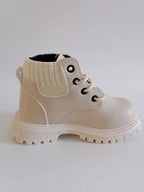 Kids Leather Chelsea Boots Waterproof Children Sneakers Beige Toddler Snow Boots Girl Winter Shoe Boy