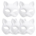 1-20pcs Japanese Mask Paper Blank Mask Halloween Cosplay Cat DIY Paintable Half Face Mask Animal Costume Party Decor Craft Prop