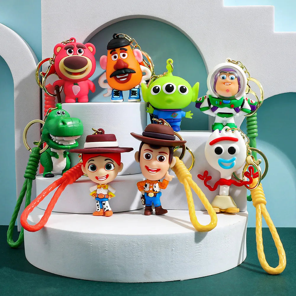 Disney Toy Story Figure Keyring Woody Buzz Alien Smarty Pants Car Keychain Cute Doll Pendant Birthday Christmas Gift for Kids
