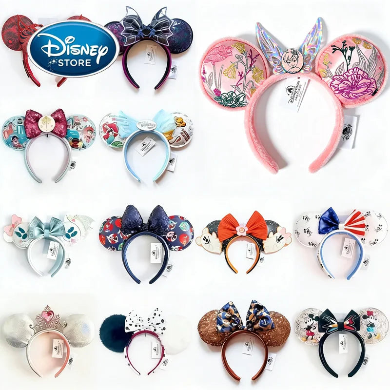 Disney Princess Headband Mickey Ear Rapunzel Sequin Bow Hair Hoop Birthday Gift Girl Accessories Halloween Gift Christmas Jack
