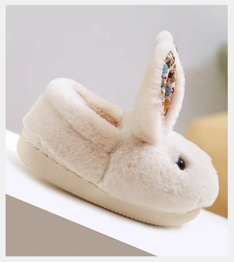 Children Indoor Slippers Winter Warm Cotton Shoes Kids Home Floor Slippers Cartoon Rabbit Anti-slip Boys Girls Plush Footwear