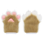 Furry Faux Fur Fox Cat Paws Gloves Animal Fursuit Mittens Halloween Christmas Cosplay Costume Props