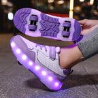 Light Up Roller Shoes Kids LED Sneakers USB Charge Sport Shoes