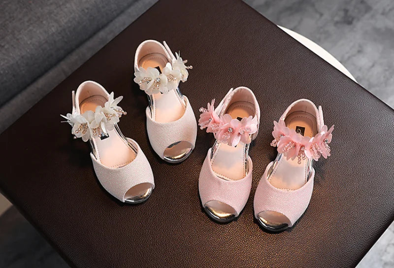 Girls Rhinestone Flower Shoes Princess Dress Pumps for Kids
