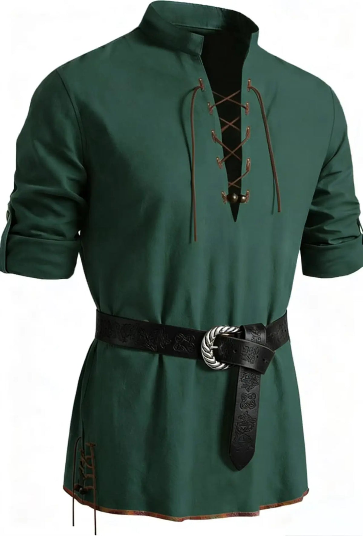 Runcati Mens Medieval Pirate Shirt Cotton Retro Lace Up Renaissance Shirts Viking Long Sleeve Halloween Costume Tops