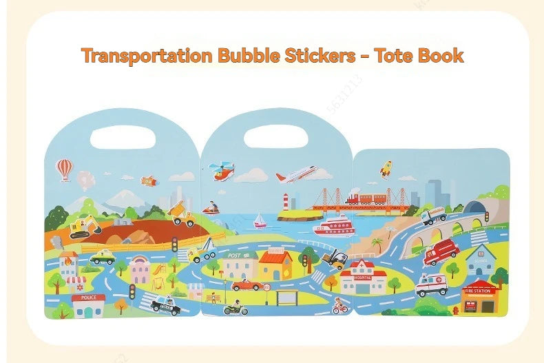 Sticker Books 3D Reusable Stickers Books Animal Dinosaurs Ocean World Vehicle Educational Travel Stickers