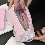 INS Large Capacity Pink Pen Bag Creative Soft Touch Pencil Case Stationery Storage Organizer Creative Students Gift
