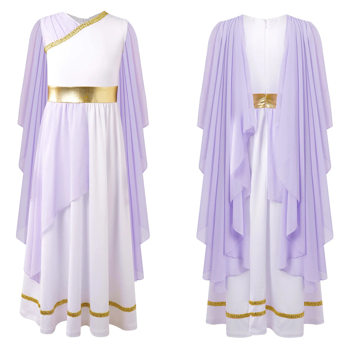 Girls Athena Costume Greek Princess Dress Ancient Greece Roman Toga with Laurel Headwear Halloween Carnival Cosplay Outfits Sets