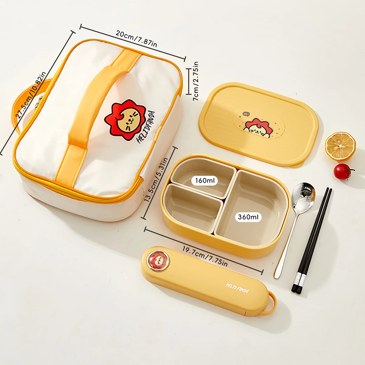 WORTHBUY Outdoor Portable Sealed Divided Food Container Detachable 3 Grids Plastic Lunch Box For Kids Student Microwave Safe