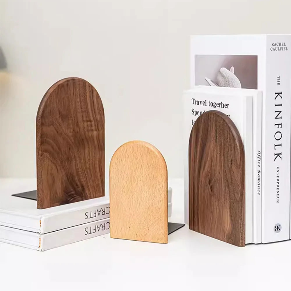 Nature Wooden Bookends Desktop Bookshelf Desk Organizer Office Home Book Accessories Storage Book Holder Wood Book Ends