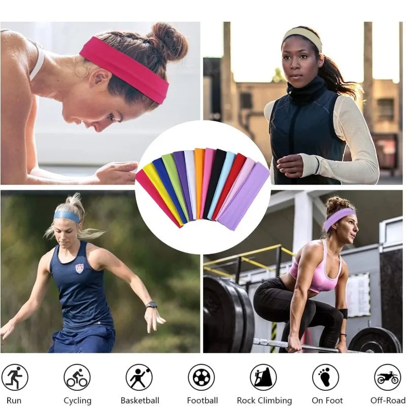 10PCS Women'S Elastic Headbands, Made of Woven Polyester, Non-Slip, Sweat-Absorbing, Suitable for Yoga, Running, And Sports