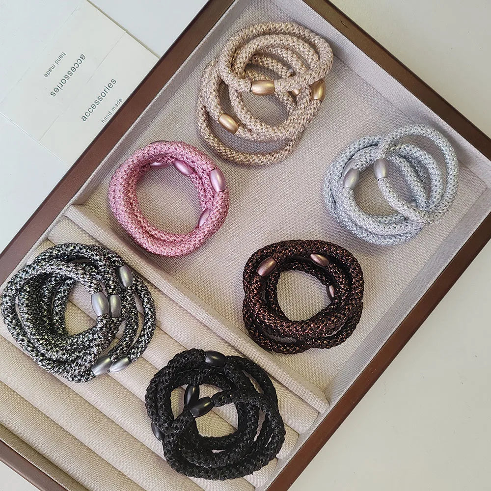 5PC Good High Elasticity Four Season Universal Hair Ties for Women Girls Ladies Ponytail Holder Hair Rings Rope Accessories