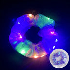 10pcs LED Scrunchies Light Up Organza Hair Scrunchy Elastic Hair Ties for Women Girl Glow in The Dark Party Supplies Neon Outfit