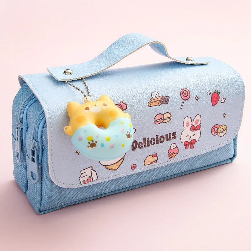 Cute Decompression Pencil Case Large Capacity Storage Bag Back to School Supplies Kawaii Korean Stationery Pen Cases