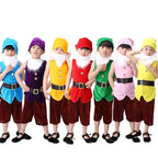 Children Snow White Seven Dwarfs Costume Children Christmas Halloween Short Sleeves Costumes Kids Cosplay Performance Costume