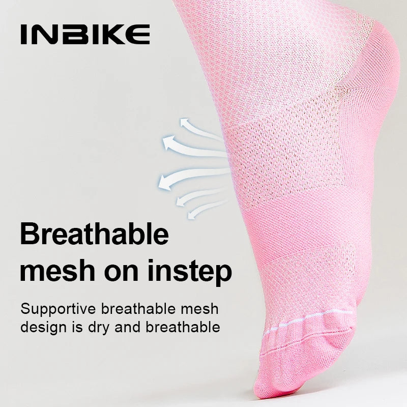 INBIKE Summer Cycling Socks Men Sports Compression Running Socks Biking Socks Crew Length Breathable Basketball Football Socks