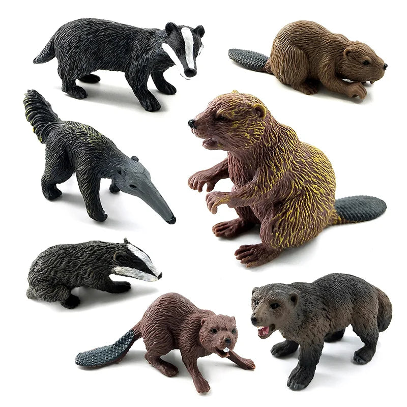 Simulation Fox Rabbit Squirrel Parrot Bird Badger Figurine Animal Model Home Decor Miniature Fairy Garden Decoration Accessories