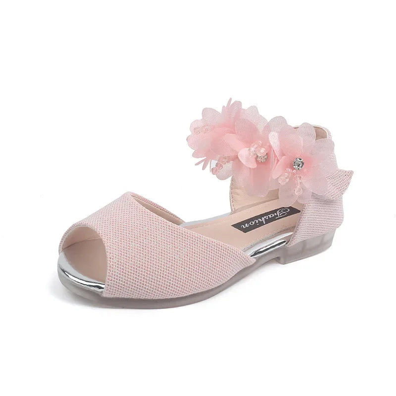 Girls Rhinestone Flower Shoes Princess Dress Pumps for Kids