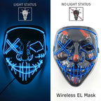 Wireless Neon LED Purge Mask Glow in The Dark Cosplay Horror Mask Halloween Masquerade Party Masks Glowing Funny Dress Up