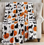 1PC Gifts Blanket Black Bats Printed Flannel Blanket Perfect for Sofa Office Bed Travel Sleep Read Relax Camping four season use