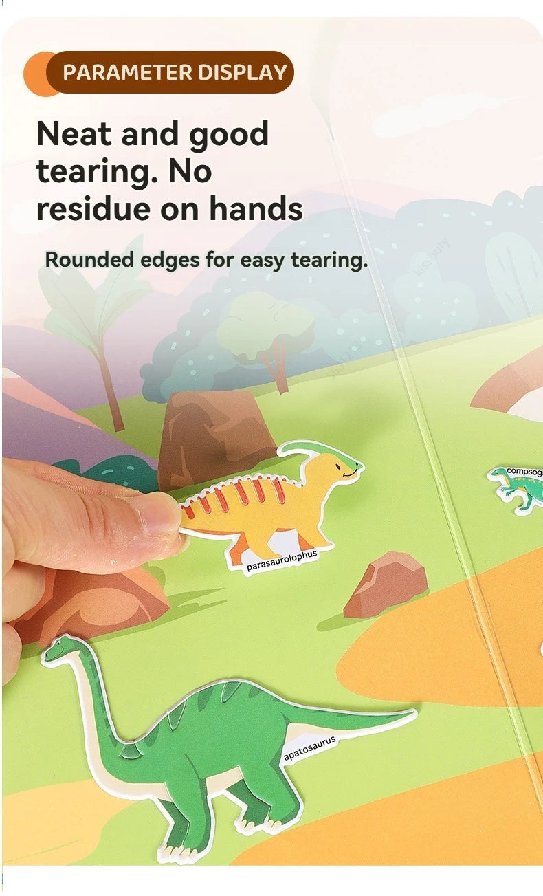 Sticker Books 3D Reusable Stickers Books Animal Dinosaurs Ocean World Vehicle Educational Travel Stickers