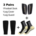 3 Pairs Set Men Grip Soccer Socks and Knee Pads Calf Sleeves Adult Youth Non Slip Leg Shin Guards for Basketball Football Sports