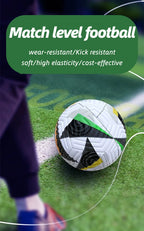 Soccer Ball Size 5 with Pump, Waterproof PU Leather - Professional Training & Official Match Ball, for Outdoor & Indoor Games