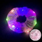 10pcs LED Scrunchies Light Up Organza Hair Scrunchy Elastic Hair Ties for Women Girl Glow in The Dark Party Supplies Neon Outfit