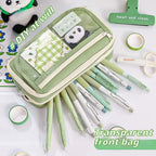 9-layer Large Capacity Pencil Case with Transparent Compartment and Magnetic Button Flip for Retrieval