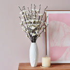 Artificial Plum Blossom 21.7'' Fake Wintersweet Long Stem Plastic  Flowers for Home Hotel Office Wedding Party Garden Decoration