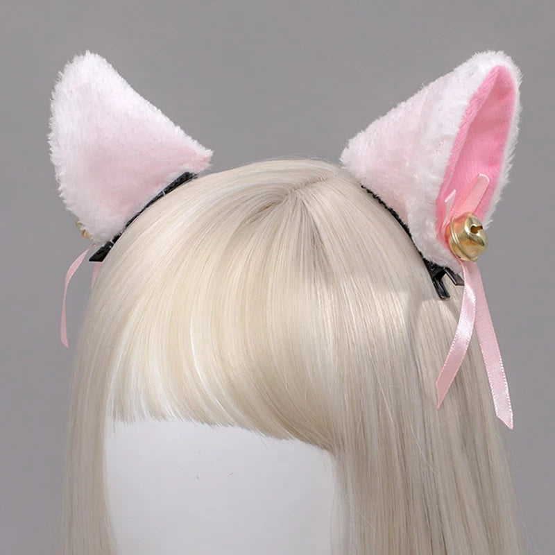 Anime Cat Ear Hairclip Cosplay Lolita Kawaii Kitten Headdress Cute Cartoon Animal Headwear Halloween Party Costumes  Accessories