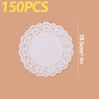 150Pcs Kitchen Fried Food Special Flower Bottom Paper Oil-absorbing Paper Baking Cake Pizza Snack Round Household Lace Paper Pad