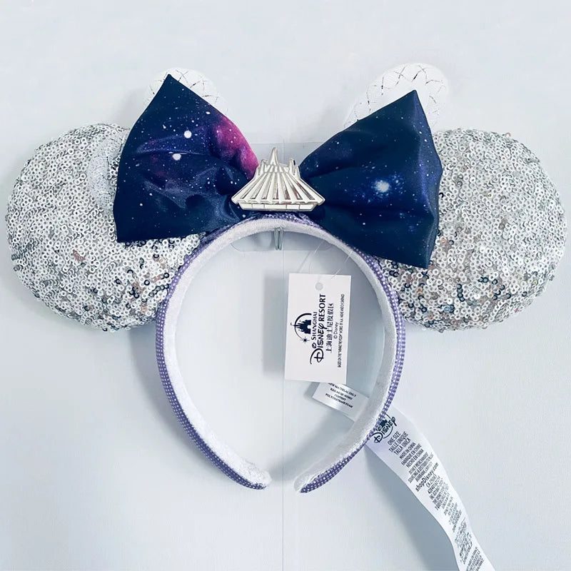 Disney Princess Headband Mickey Ear Rapunzel Sequin Bow Hair Hoop Birthday Gift Girl Accessories Halloween Gift Christmas Jack