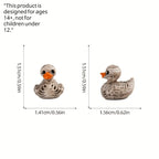 10/30pcs Cute Gothic Skeleton Duck -Plastic Figurine - Desk Decoration, Halloween Miniature Scene DIY Accessory