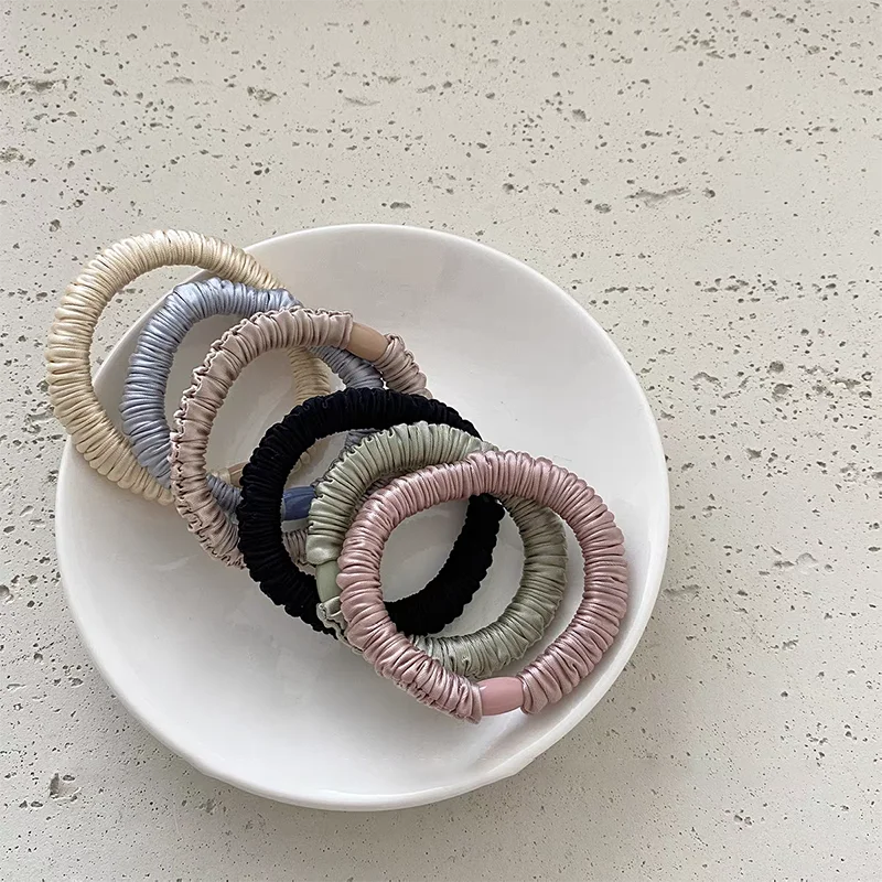 3PC High-level Ice Silk Soft Fabric High Elasticity Hair Ties Rope Accessories for Women Girls Ponytail Holder Korean