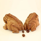 1PC Thailand Frog Wood Carving Ornaments Hand-carved Toad Creative Vocal Toys Solid Wood Toad Craft Scenic Souvenirs