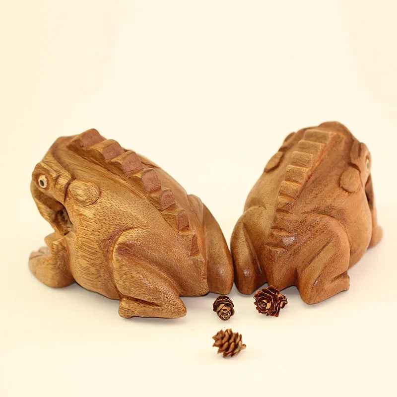 1PC Thailand Frog Wood Carving Ornaments Hand-carved Toad Creative Vocal Toys Solid Wood Toad Craft Scenic Souvenirs