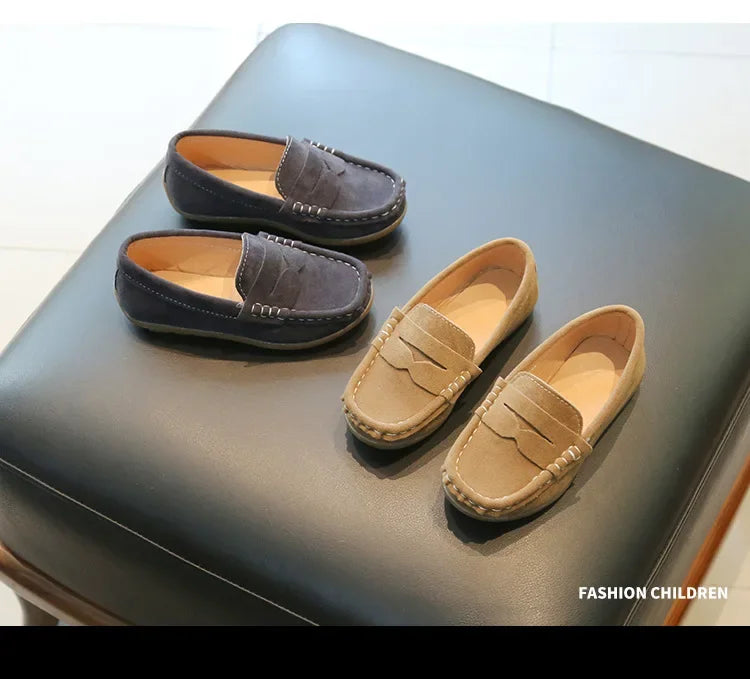 Boy Leather Shoe Fashion Solid Color Versatile Kids School Causal Single Shoes Breathable Non-slip Children Slip-on Flat Loafers