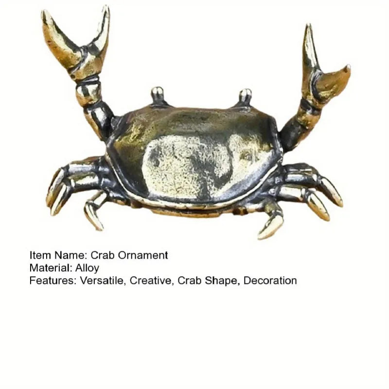 Pure Brass Crab Figurines Animal Statue Miniatures Copper Ornaments Home Office Desk Decoration Crafts Home Decor Nordic 1pcs